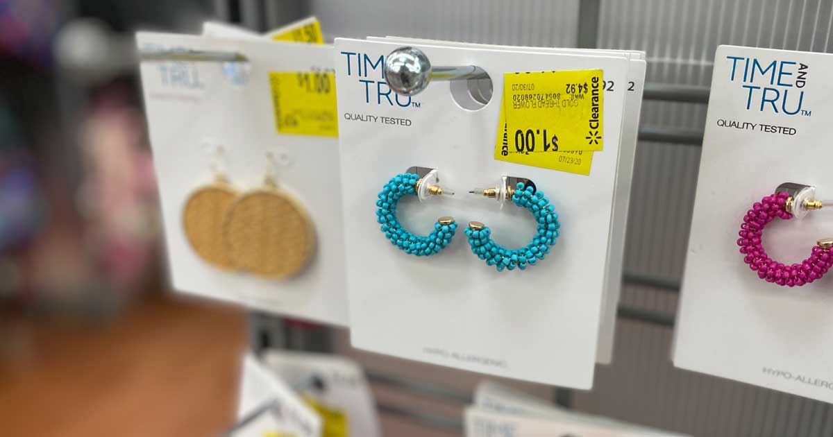 beaded earrings on display in a store