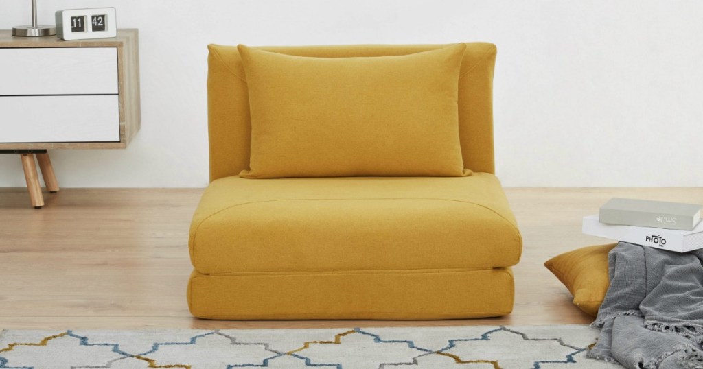 yellow convertible futon chair