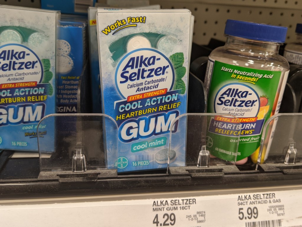 Alka-Seltzer Heartburn Gum on Target store shelf