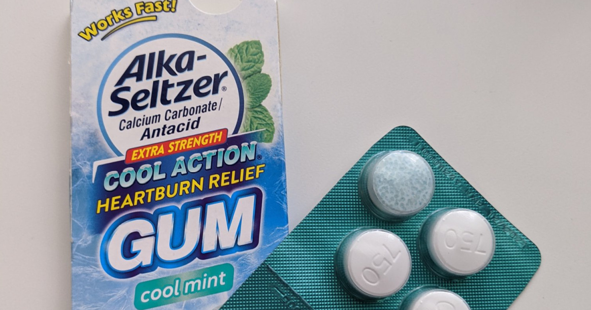 pack of Alka Seltzer Heartburn Relief Cool Mint Gum