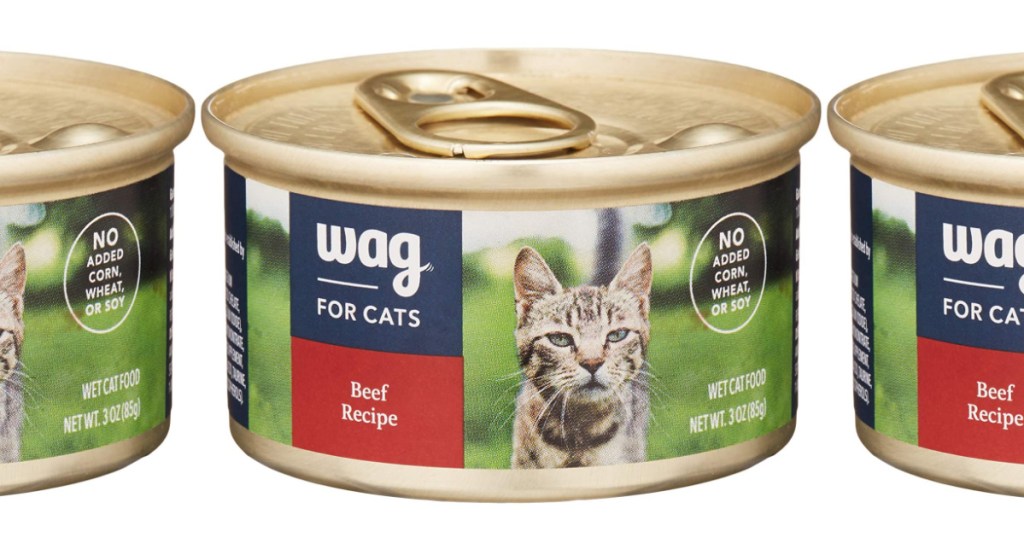 three cans of cat food