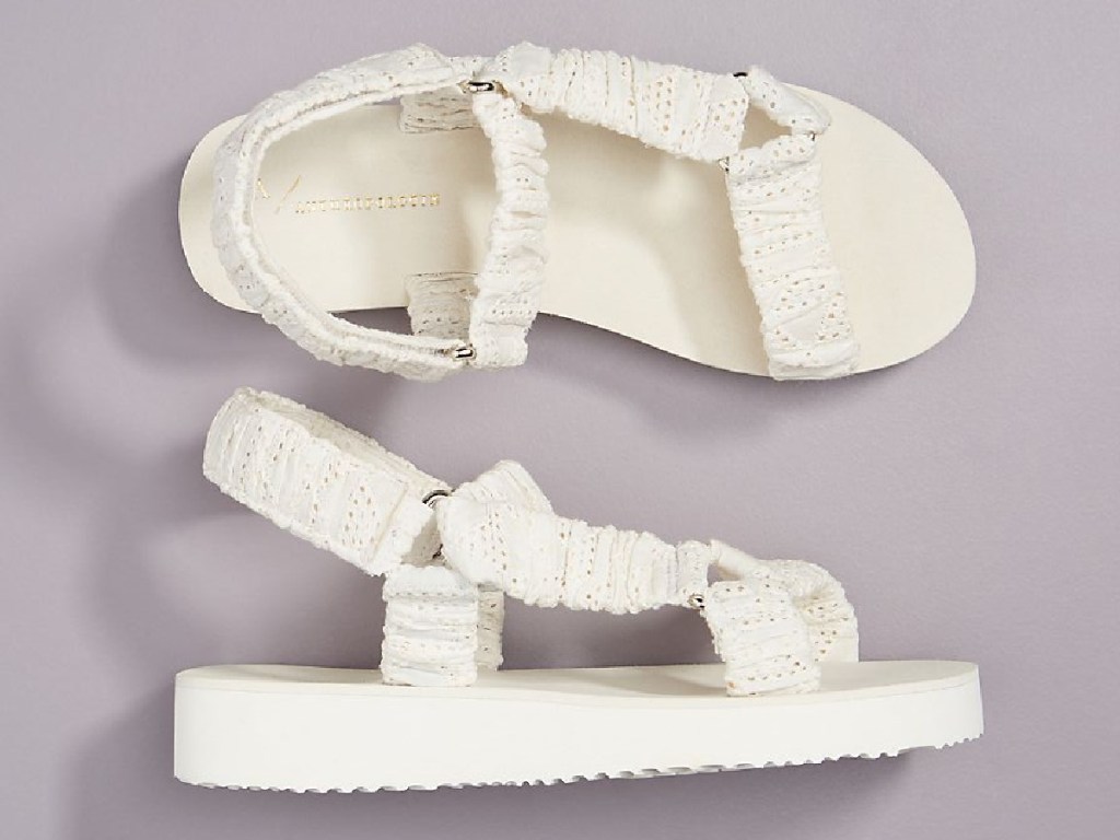 white lacey sandals