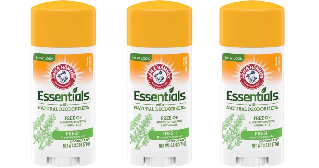 3 Arm & Hammer All-Natural Deodorants lined up next to each other
