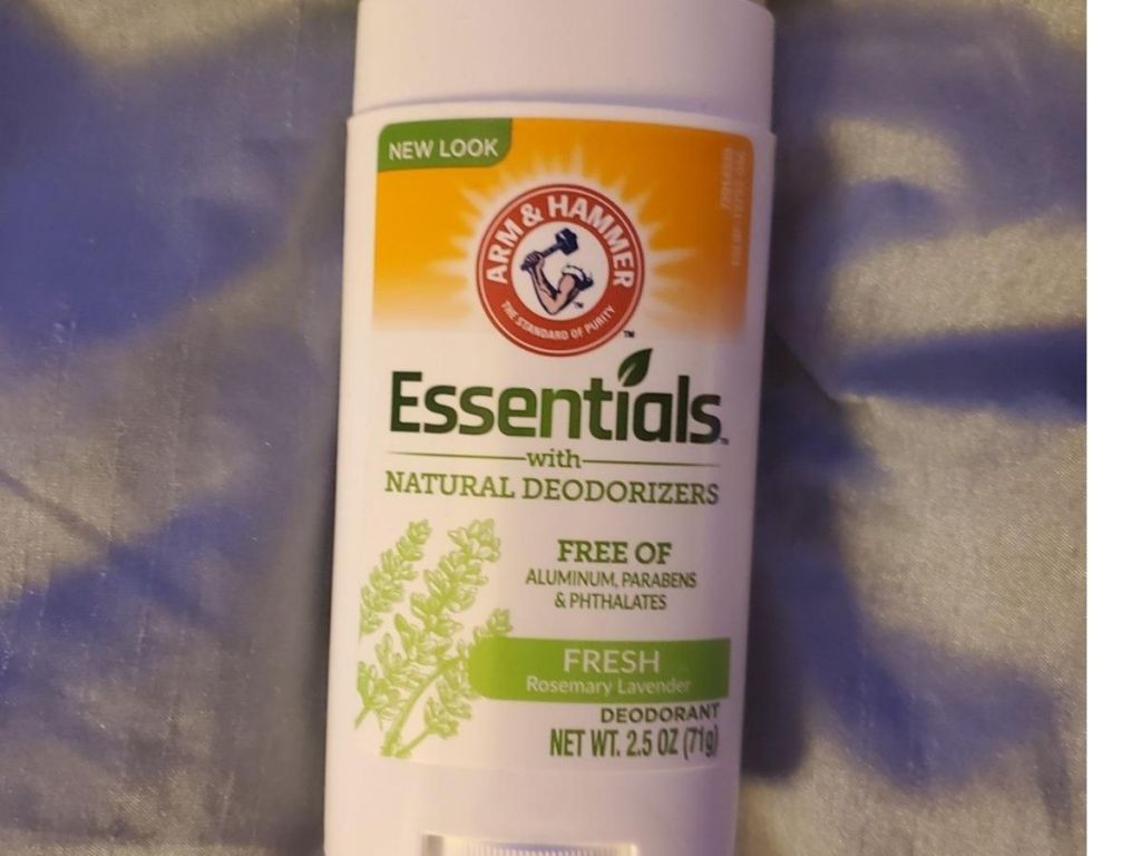 Arm & Hammer Essentials Fresh Deodorant on bed