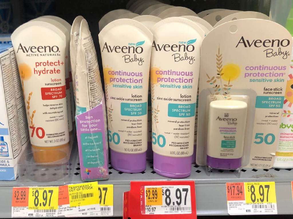 sun care products on store shelf