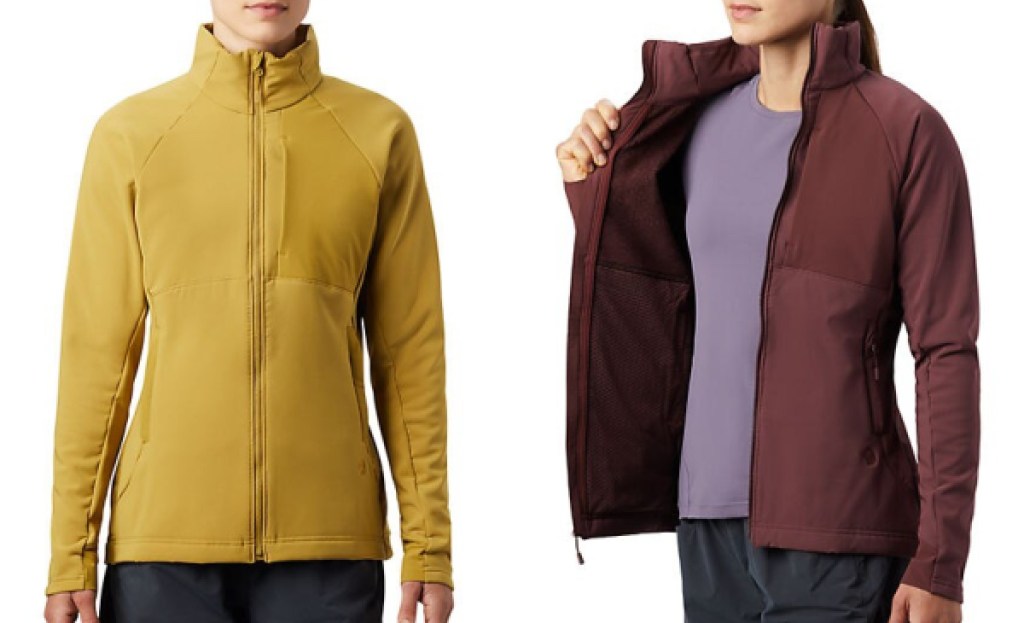 mountain hardwear womens jackets mustard and maroon