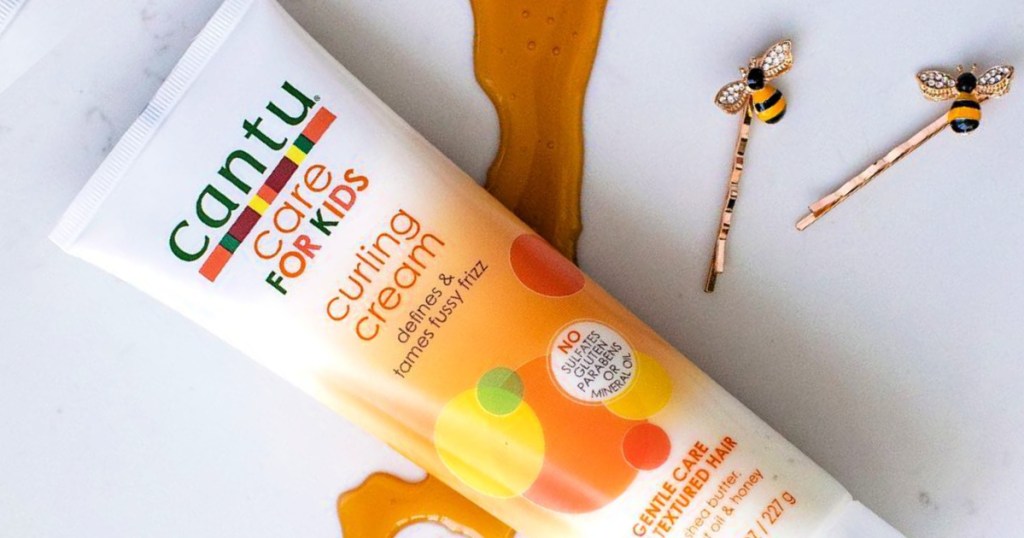 Cantu Care for Kids Curling Cream with honey and bee hair pins