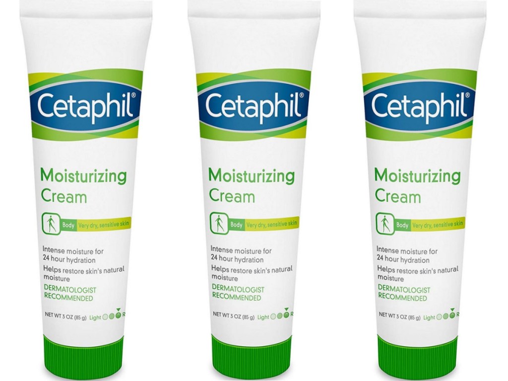 three bottles of cetaphil moisturizing cream