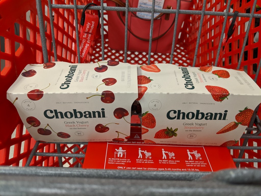 two packs of Chobani Greek Yogurt 4 Pack in target cart
