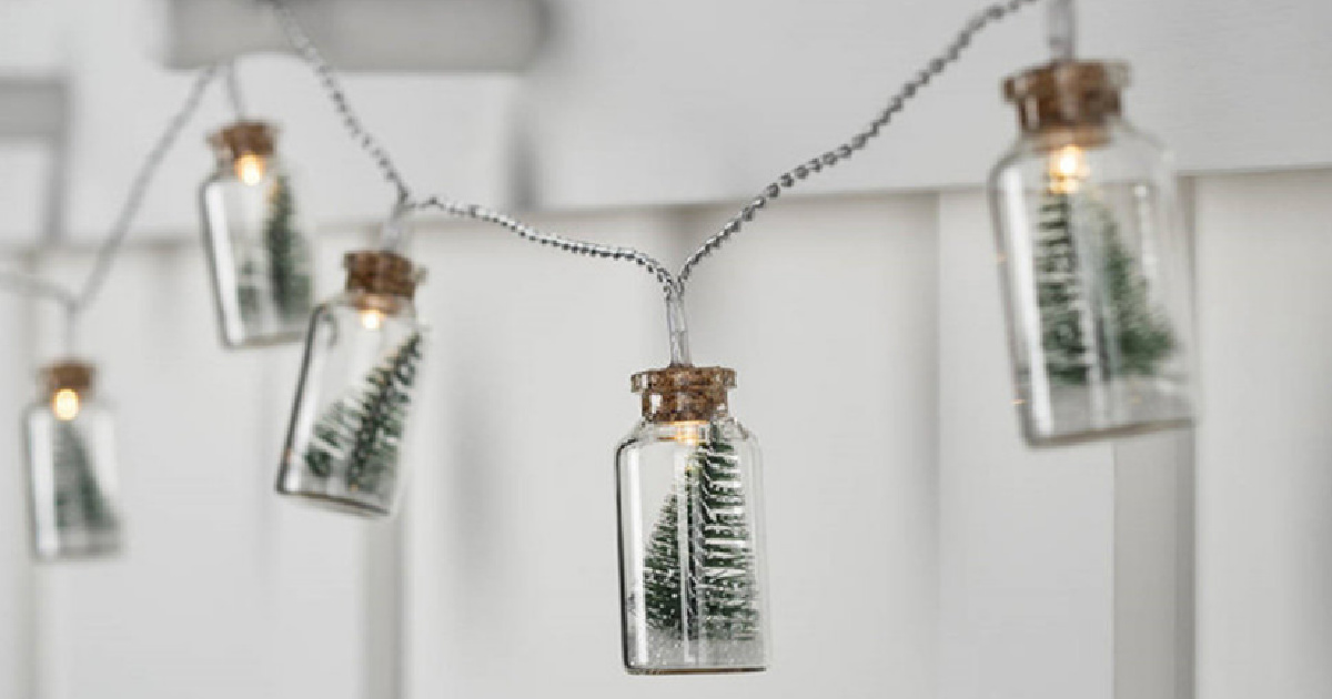 christmas tree glass jar string lights