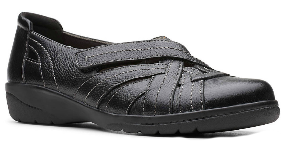 womans black slip op shoe
