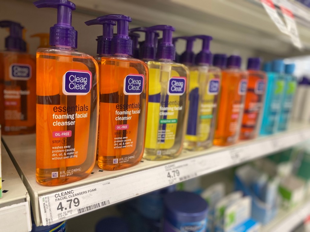 target shelf with clean and clear facial cleansers
