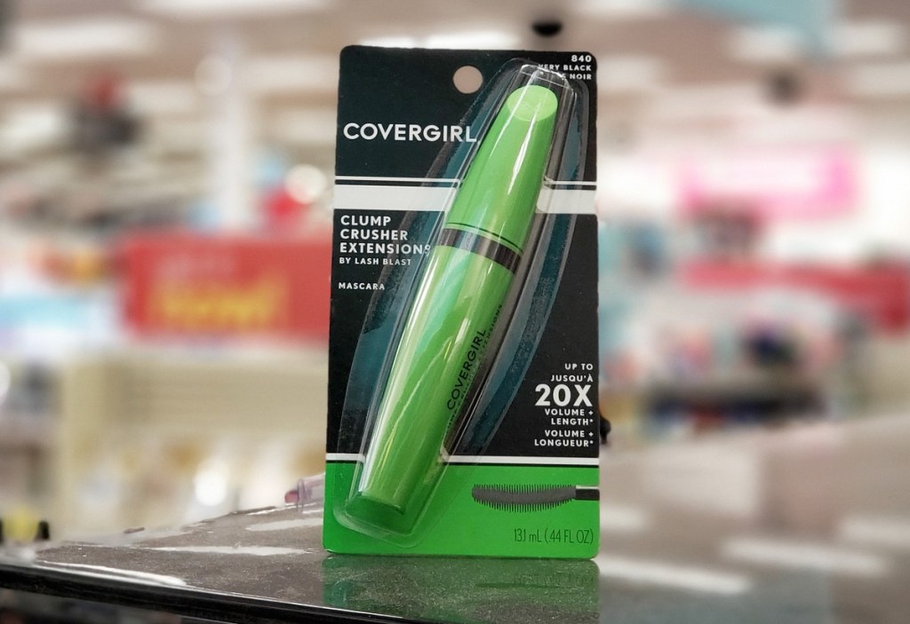 black package with a green tube of covergirl mascara