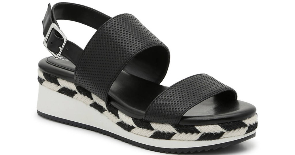 black and white wedge sandals