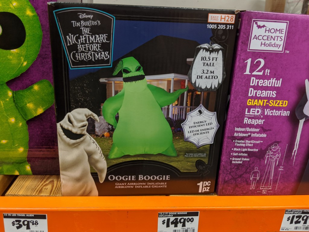 box of large Disney character inflatable on store shelf