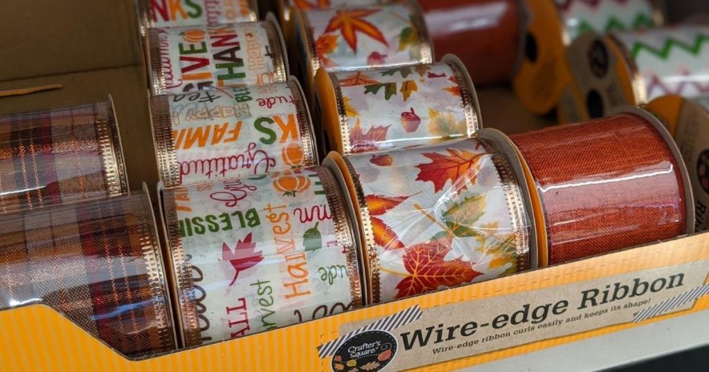 box of wired ribbon onstore shelf
