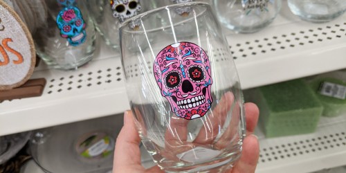 Day of the Dead & Halloween Stemless Wine Glasses Only $1 at Dollar Tree