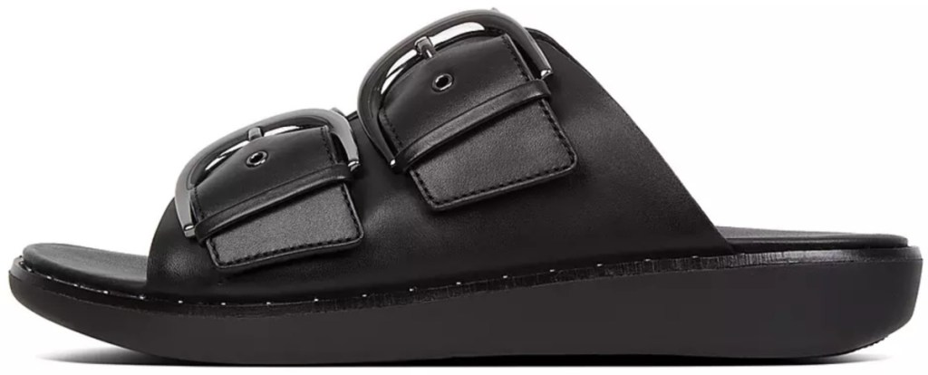 Black leather fitflop sandals with two straps 