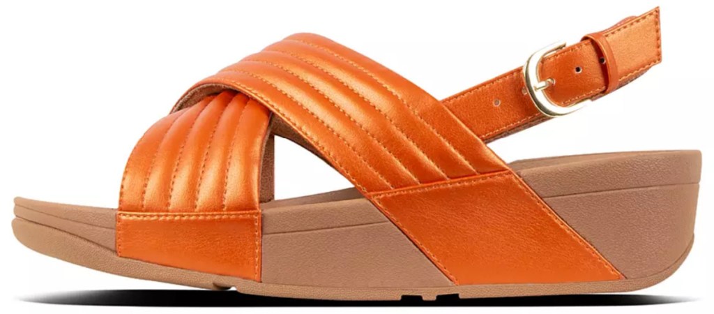 orange padded criss cross sandals