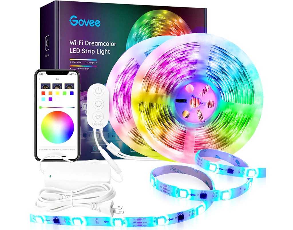 roll of led color changing lights with smartphone app to control the colors