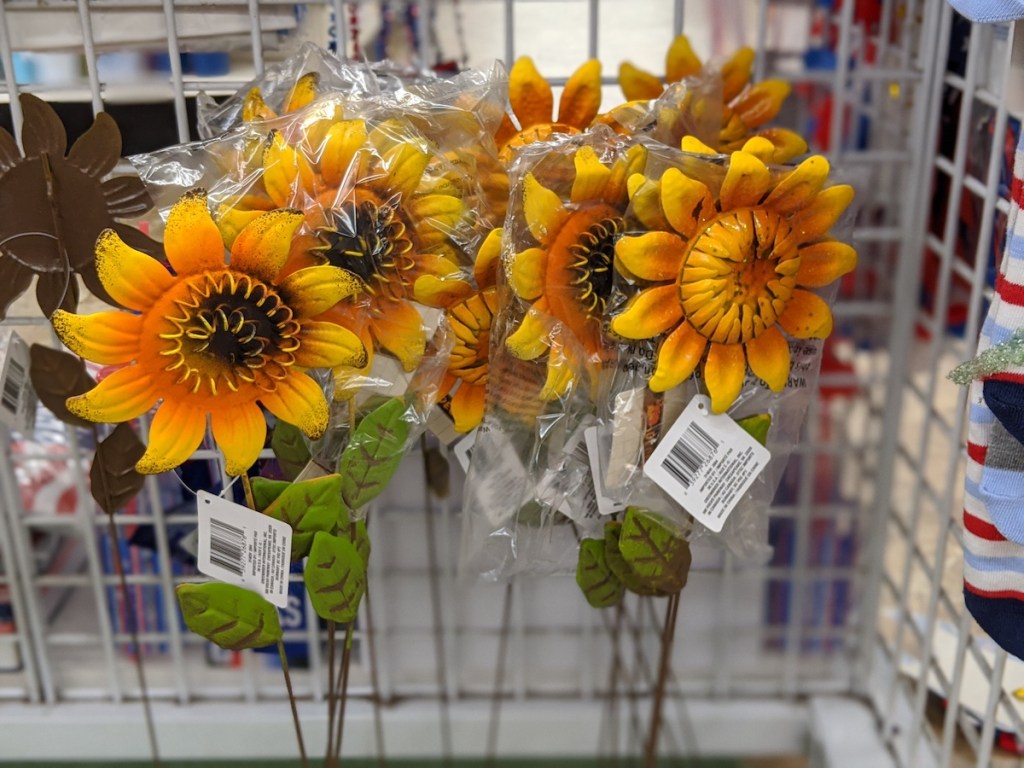 multiple Harvest Season Metal Sunflowers Stakes 24 in inside dollar tree