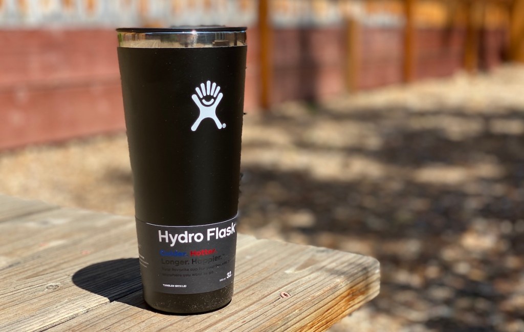 Hydro Flask Tumbler sitting on a table