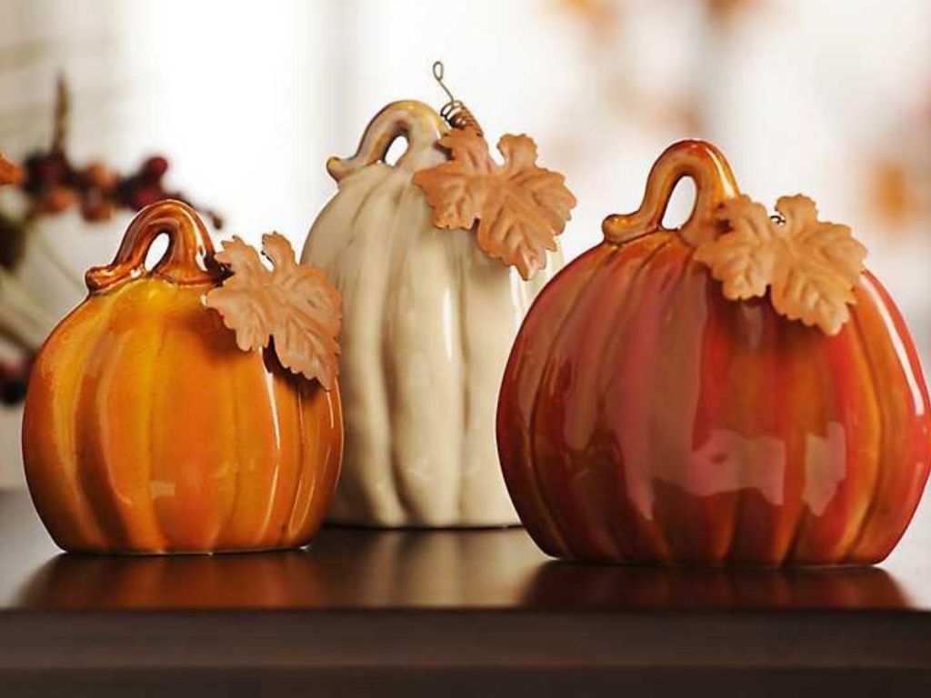 Ceramic Pumpkins on table