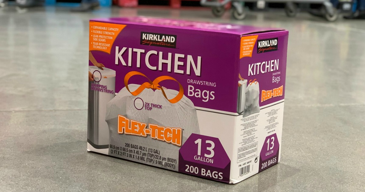 Kirkland Signature Drawstring Kitchen Trash Bags - 13 Gallon, 200 Count