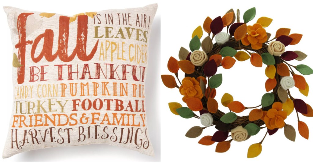 fall words pillows and wall themed wreath
