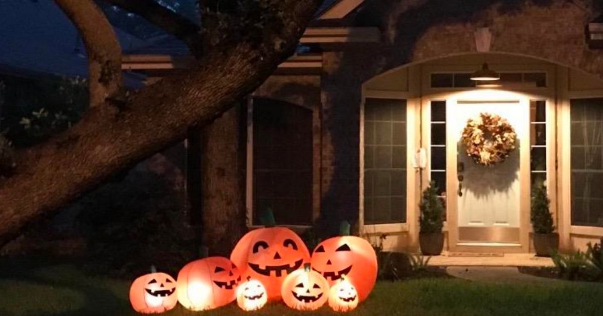 Halloween light up Pumpkins in front yard