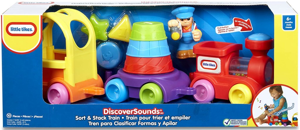 toy train and stack set in box