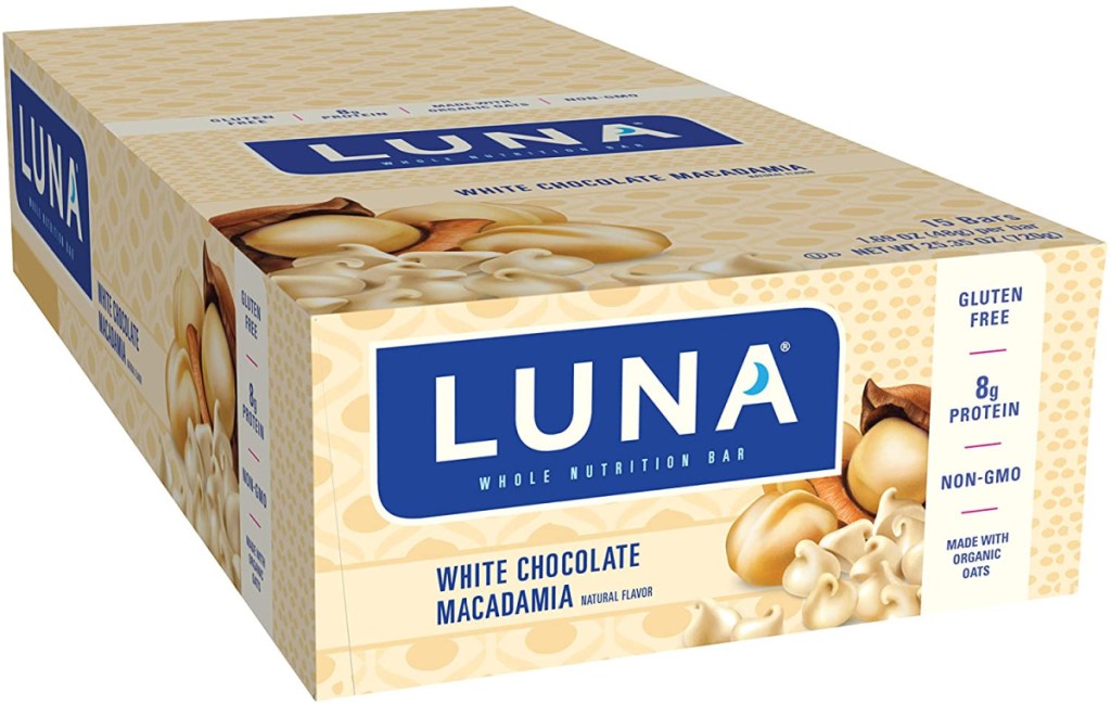 Luna Gluten Free White Chocolate Macadamia Nutrition Bars 15-pack