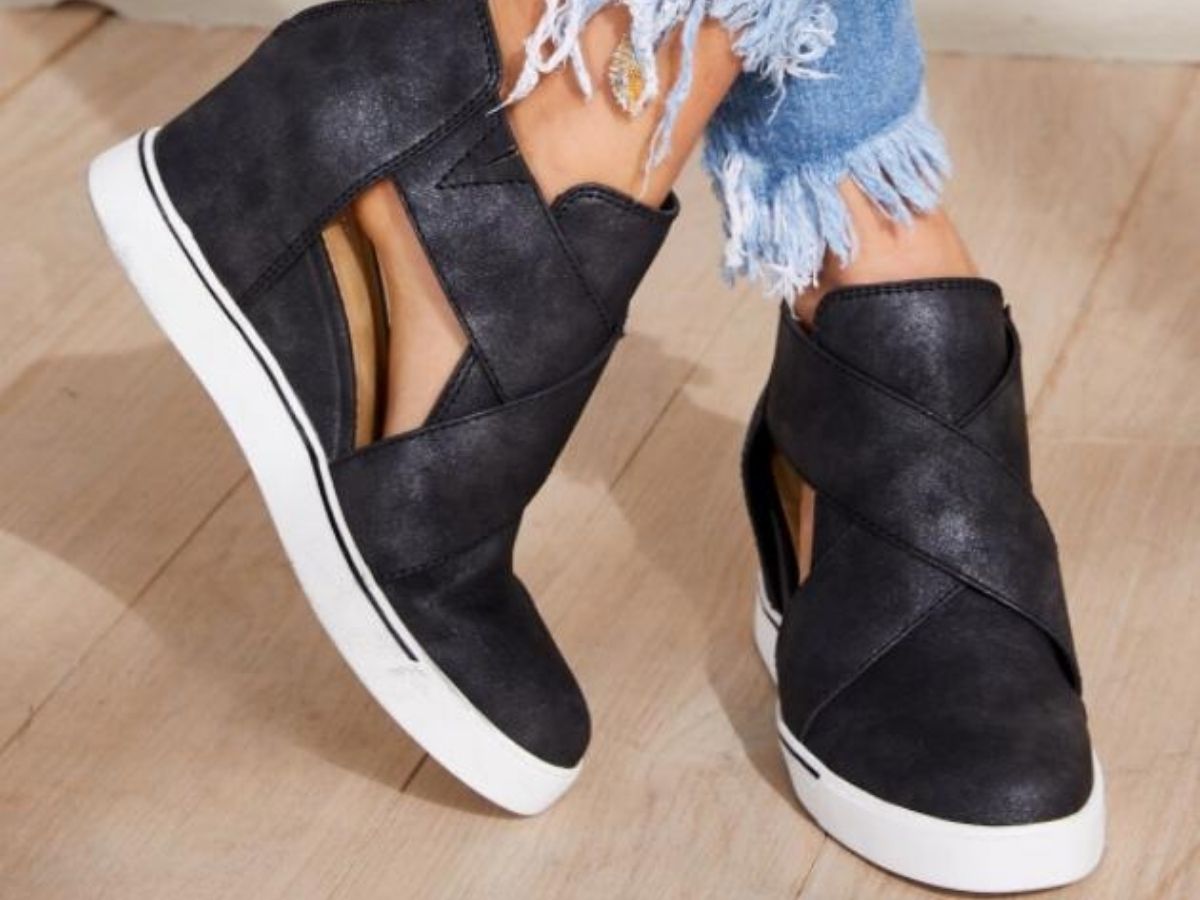 gloria open side wedge sneaker