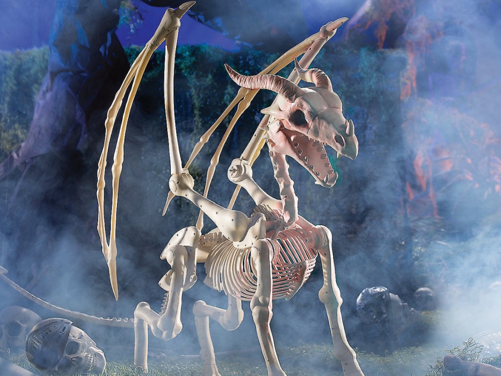 large dragon skeleton in the mist