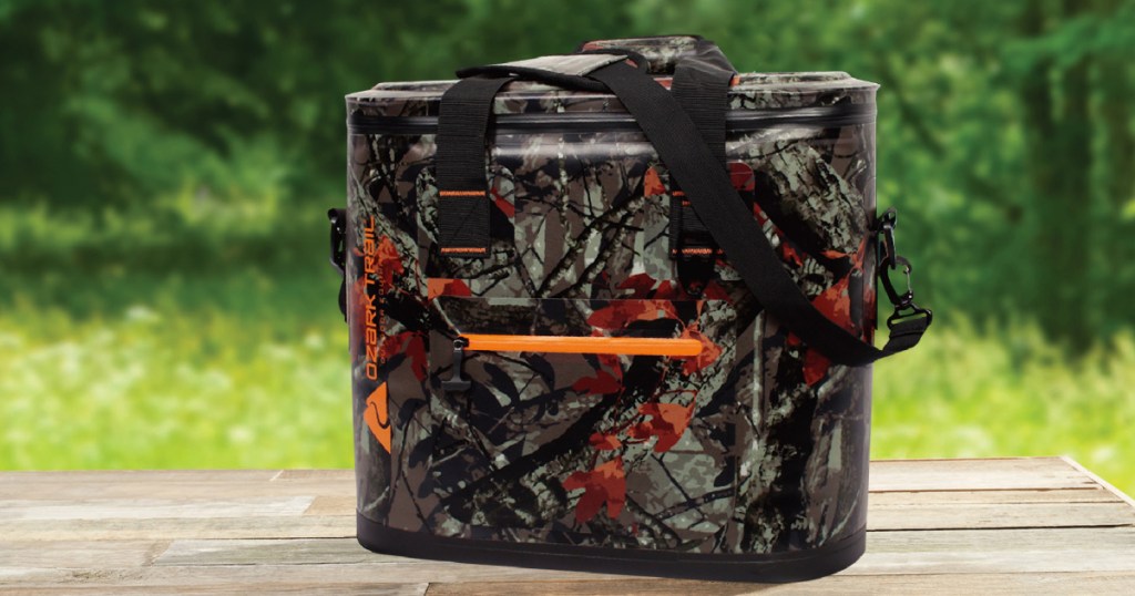 camo thermocooler on table outdoors