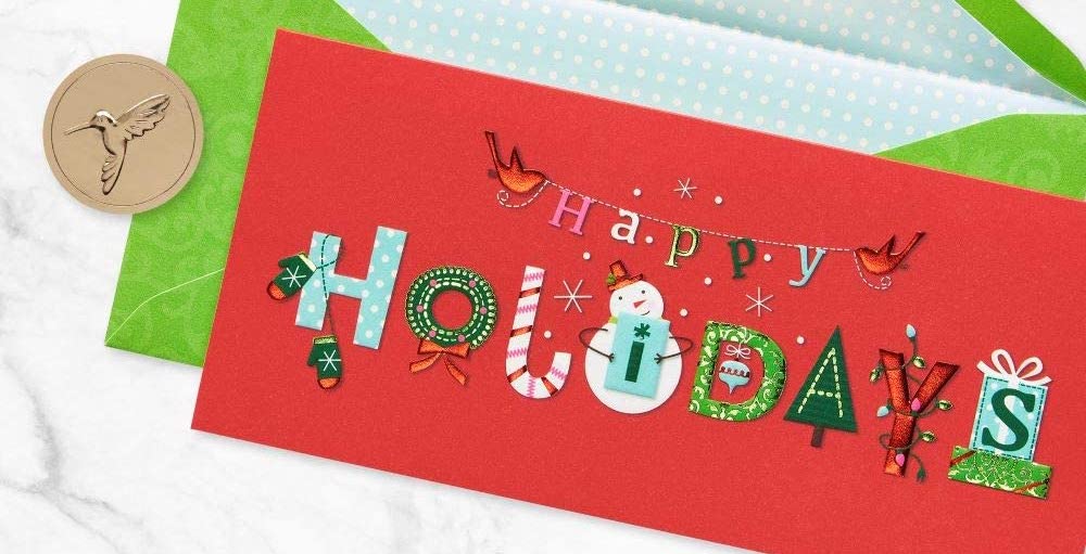 money holder cards that say happy holidays