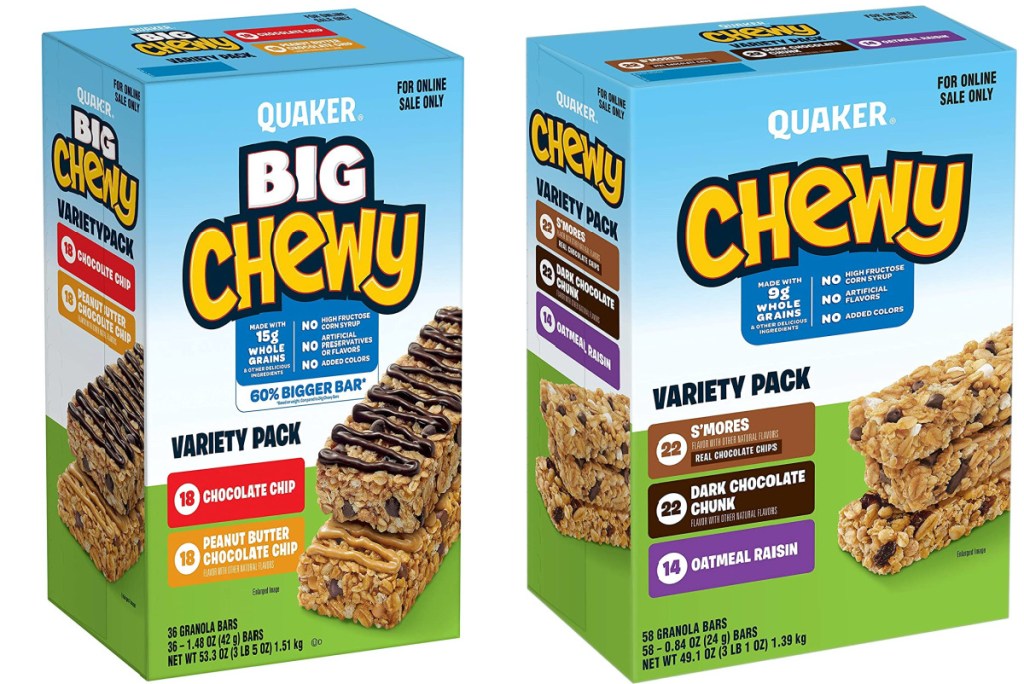 two boxes of granola bar variety packs