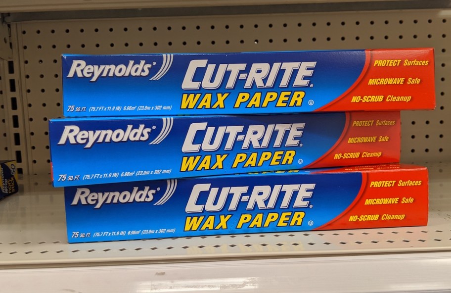 three Reynolds Cut-Rite Wax Paper on shelf at target