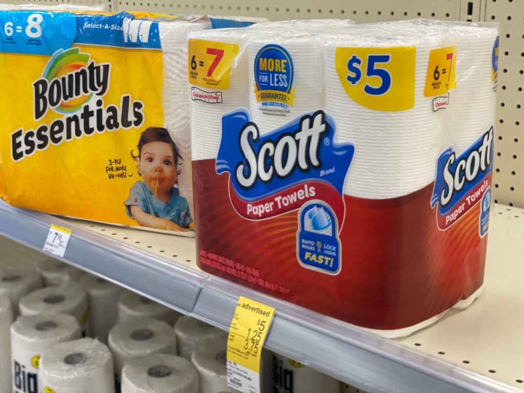 Scott paper towels on store counter