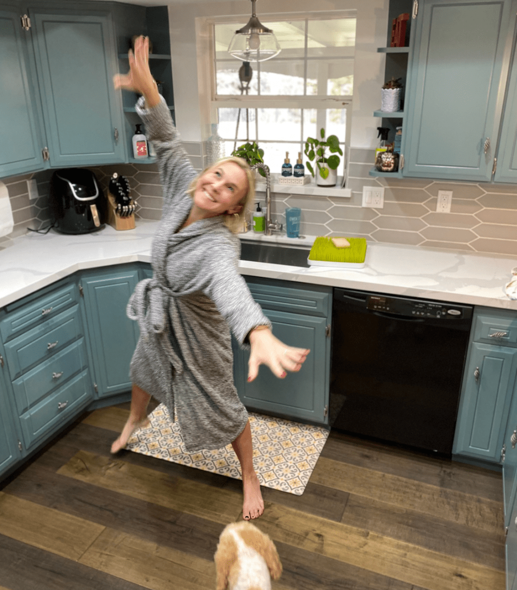 woman dancing in kitchen 
