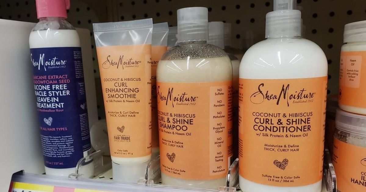 store shalf holding hair care products