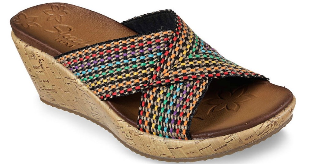 woman's sandal with multi-colored straps