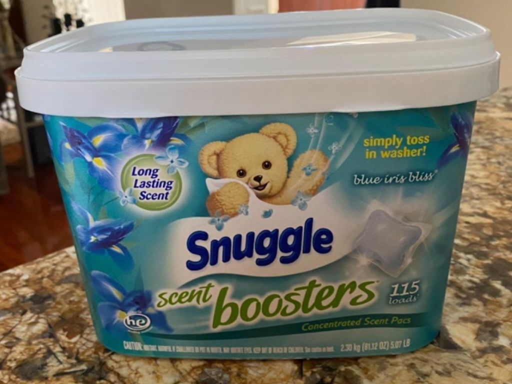 snuggle scent booster tub on counter