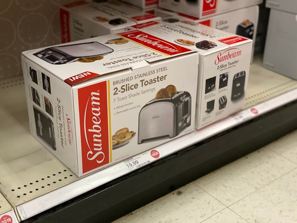 target shelf with sunbeam wide slice toaster