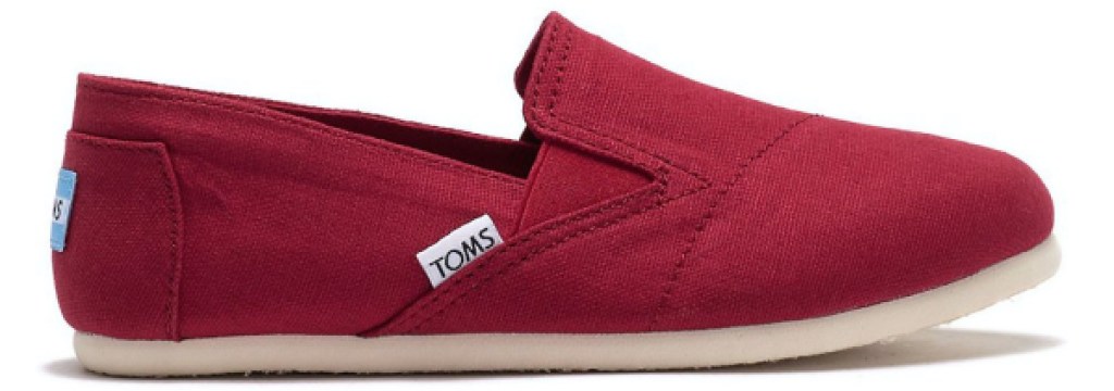 womens red canvas flat