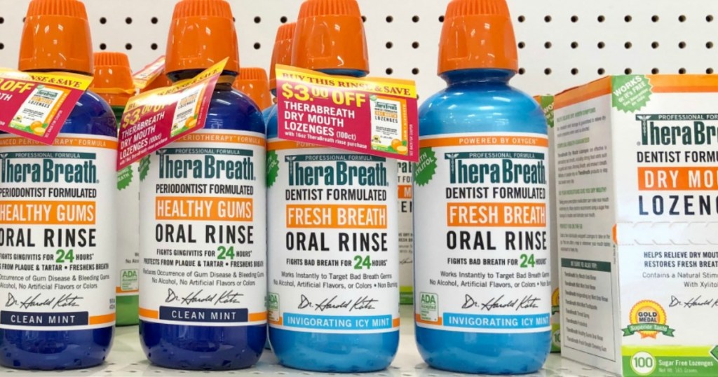 TheraBreath mouth wash on display in-store