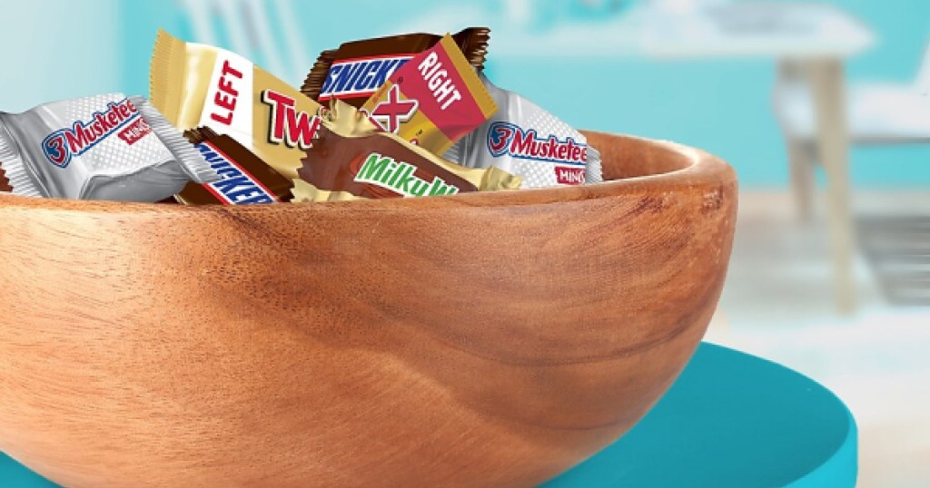 snickers milky way chocolate variety bag in bowl