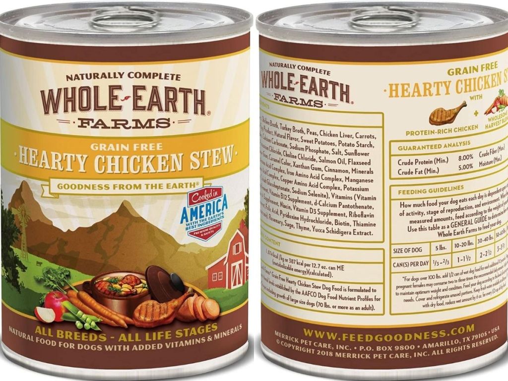 front and back view of dog food