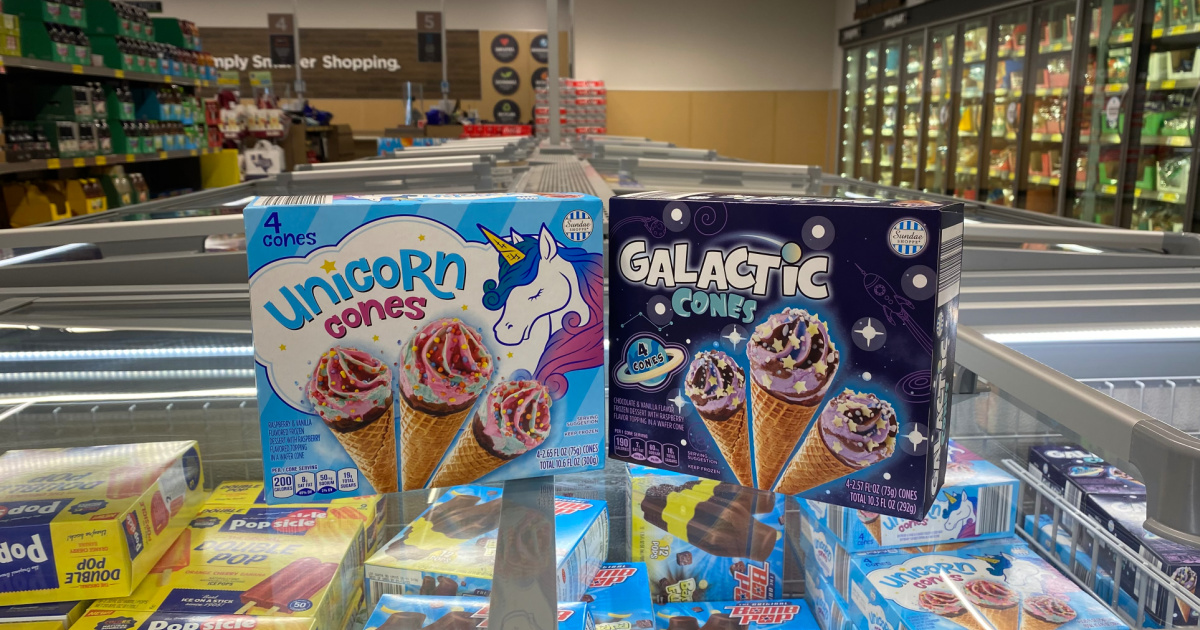Unicorn Cones and Galactic Cones on top on cooler in store