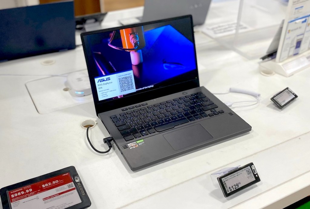 asus laptop on display at store